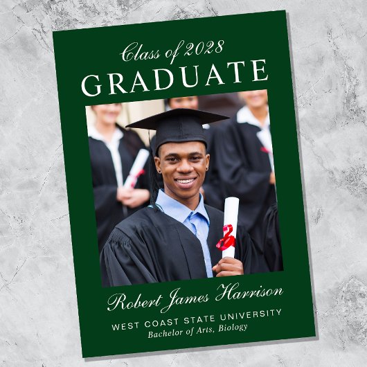 Elegantes Foto Uni Grüner Abschluss Ankündigung