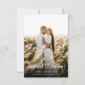 Elegantes Foto Verheiratet & Frohe Weihnachtskarte Dankeskarte (Vorderseite)