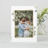 Elegantes Foto Verlobung Dusche Weiß Einladung (Stehend Vorderseite)