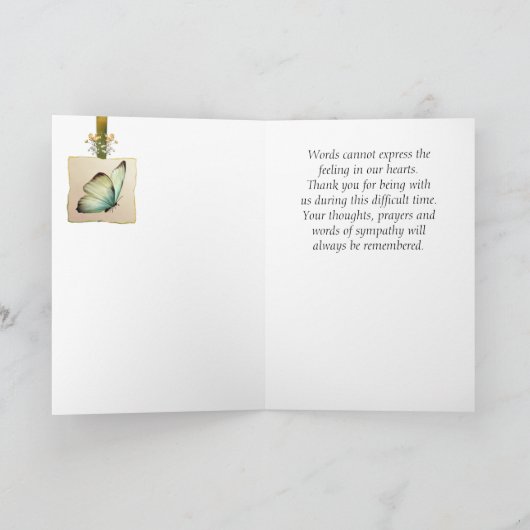 Elegantes Foto Vielen Dank für Ihr Beileid Dankeskarte (Innenseite)