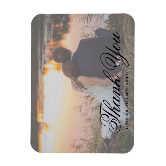 Elegantes Foto Vielen Dank Gastgeschenk Hochzeit Magnet (Vertikal)