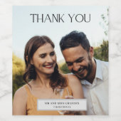 Elegantes Foto Vielen Dank Gastgeschenk Hochzeit Weinetikett (Einzelnes Label)