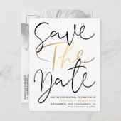 Elegantes Foto Vow Erneuerung Save the Date Ankündigungspostkarte (Vorne/Hinten)