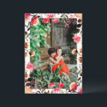 Elegantes Foto Wasserfarbe Blumengrün Rotes Rosa Feiertagskarte<br><div class="desc">Elegante Rosa und Rotes Wasser Blumengrün Personalisiertes Foto</div>