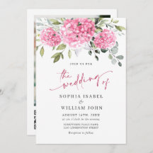 Elegantes Foto Wasserfarbe Pink Hydrangea Hochzeit