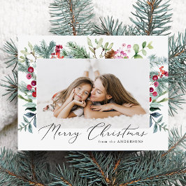 Elegantes Foto Watercolor Feiertagspostkarte