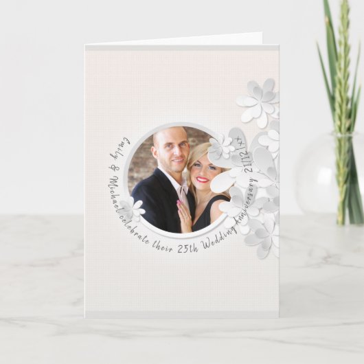 Elegantes FOTO Wedding Anniversary Card Vielen Dan Dankeskarte (Vorderseite)