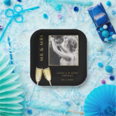 Elegantes Foto Wedding Champagne Pappteller (Party)