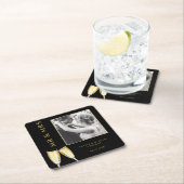 Elegantes Foto Wedding Champagne Rechteckiger Pappuntersetzer (Vor Ort)