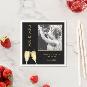 Elegantes Foto Wedding Champagne Serviette