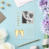 Elegantes Foto Wedding Champagne Tischnummer (In Situ (Hochzeit))