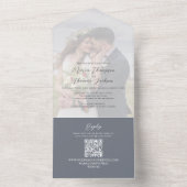 Elegantes Foto Wedding Dusty Blue All In One Einladung (Innen Boden)