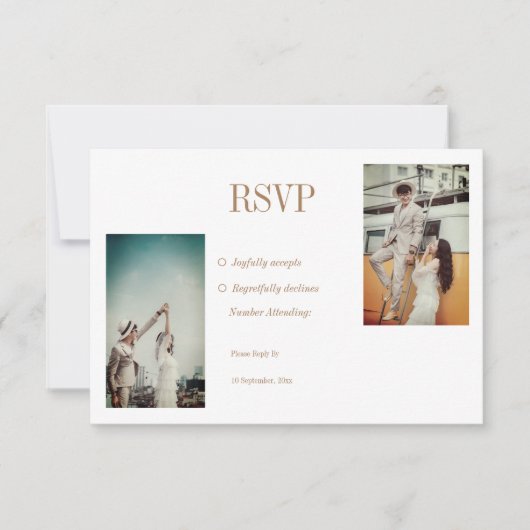 Elegantes Foto Wedding RSVP Card Karte (Vorderseite)