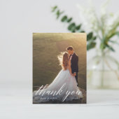 Elegantes Foto Wedding Vielen Dank Postkarte (Stehend Vorderseite)