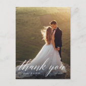 Elegantes Foto Wedding Vielen Dank Postkarte (Vorderseite)