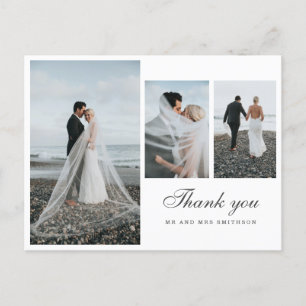 Elegantes Foto Wedding Vielen Dank Postkarte