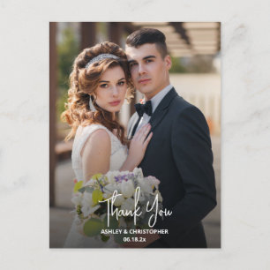 Elegantes Foto Wedding Vielen Dank Postkarte