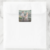 Elegantes Foto Wedding Vielen Dank Quadratischer Aufkleber (Tasche)