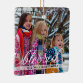 Elegantes Foto Weihnachten Winter Keramikornament (Rechts)