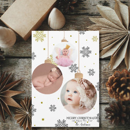 Elegantes Foto Weihnachtsfeiertage & Schneeflocken Feiertagskarte