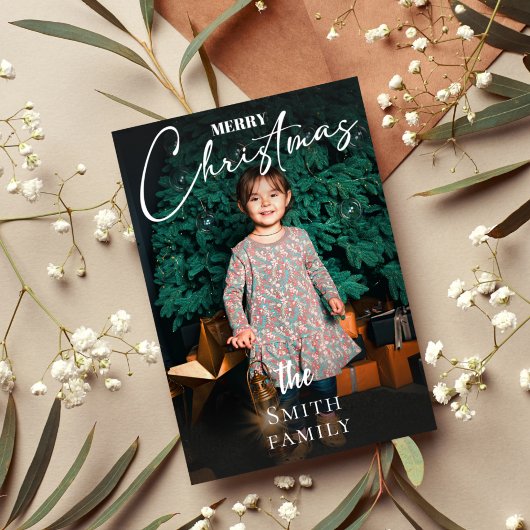 Elegantes Foto Weihnachtskarte Einladung