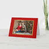 Elegantes Foto Weihnachtskarte Rot und Gold Tree Karte (Vorderseite)