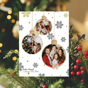 Elegantes Foto Weihnachtsschmuck, portugiesische W Feiertagspostkarte