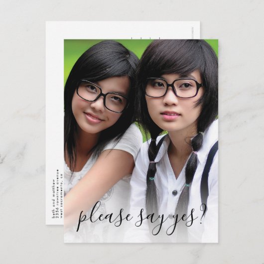 Elegantes Foto wirst du meine Bridesmaid sein Einladungspostkarte (Vorne/Hinten)