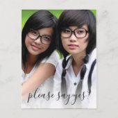 Elegantes Foto wirst du meine Bridesmaid sein Einladungspostkarte (Vorderseite)