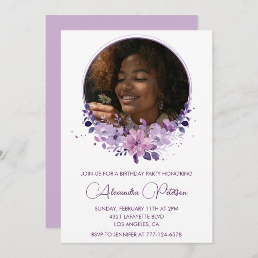 Elegantes Foto zum 13. Geburtstag Einladung (Vorne/Hinten)