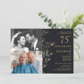 Elegantes Foto zum 75. Hochzeitstag Einladung (Stehend Vorderseite)