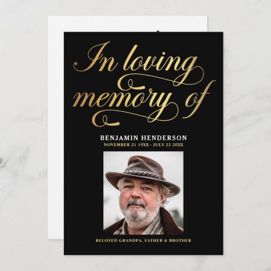 Elegantes Foto zur Beerdigung des Gedächtnisses Programm (Vorne/Hinten)