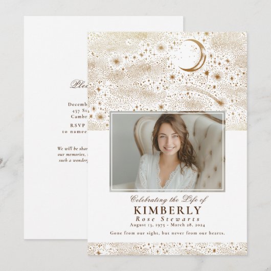 Elegantes Foto zur Beerdigung des Lebens Einladung (Vorne/Hinten)