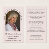 Elegantes Foto zur Beerdigung Rosa Gebetskarte (Vorne & Hinten)