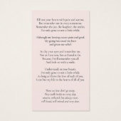 Elegantes Foto zur Beerdigung Rosa Gebetskarte (Rückseite)