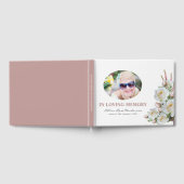 Elegantes Foto zur Beerdigung von Rosen und Weiß Gästebuch (Voll)