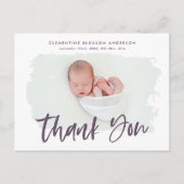 Elegantes Foto zur Geburtsankündigung vielen Dank Ankündigungspostkarte (Vorderseite)