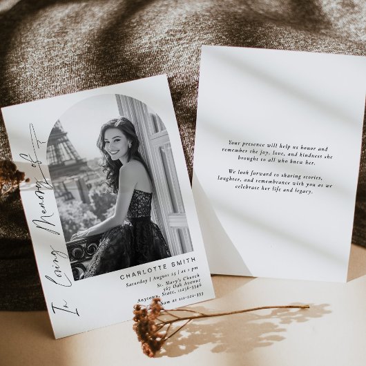 Elegantes Foto zur Gedächtnisbeerdigung Einladung