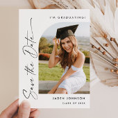 Elegantes Foto zur Minimalistischen Graduation Save The Date