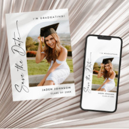 Elegantes Foto zur Minimalistischen Graduation Save The Date