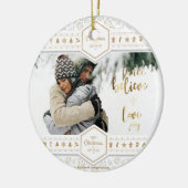 Elegantes Foto zur Weihnachtszeit-Liebe Keramikornament (Links)
