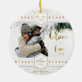 Elegantes Foto zur Weihnachtszeit-Liebe Keramikornament (Hinten)