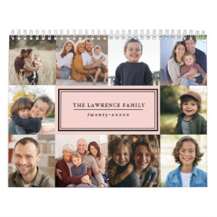 ELEGANTES FOTOCOLLAGE-FAMILIENFOTO 2027 ROSÉ KALENDER