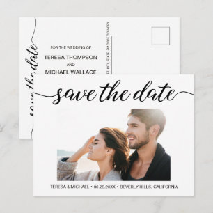 Elegantes Fotografie-Verlobungs-Save-the-Date-Skri Postkarte