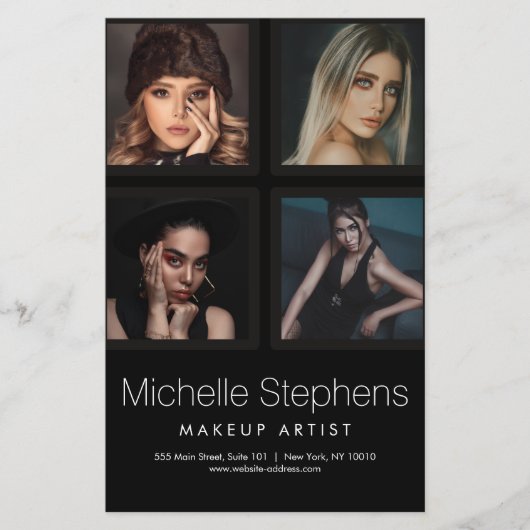 Elegantes Fotomaterial Makeup und Frisur Flyer (Vorne)