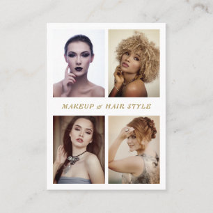 Elegantes Fotomaterial Makeup und Frisur Visitenkarte