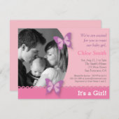 Elegantes Fotoschmetterlings-Babyduschen-Party Einladung (Vorne/Hinten)