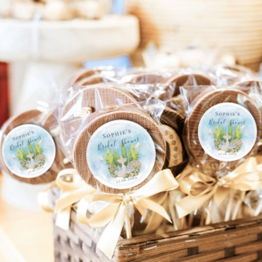 Elegantes Fountain White Doves Blume Brautparty Runder Aufkleber