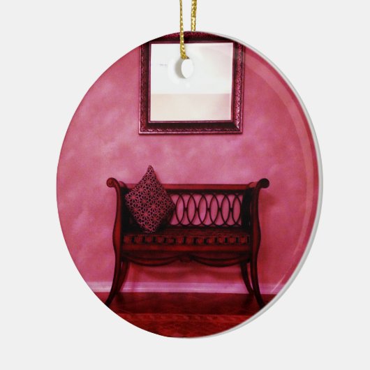 Elegantes Foyer Settee Sitzspiegel Innendesign Keramikornament (Links)