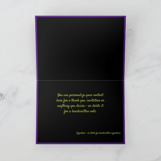 Elegantes Fraktal von Lila-schwarz Gelb & Blau Karte (Innenseite)